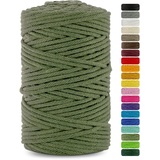 Netuno 1x Makramee Garn Khaki 3 mm 100 m Baumwollkordel mit Baumwollkern Bastel-Garn Makramee Naturbaumwolle Baumwollgarn Bastelschnur Baumwollfaden Makramee Schnur Garn Makramee Baumwollkordel