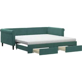 vidaXL Tagesbett Ausziehbar mit Schubladen Dunkelgrün 100x200 cm Samt
