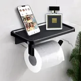 Toilettenpapierhalter, Wandmontierter Toilettenpapierspender Ohne Bohren, Montage Mit Schrauben Oder Selbstklebend (schwarz) - Ahlsen