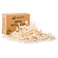 pandoo 8er Pack Bambus Wattestäbchen | 1600 Stück | 100% biologisch abbaubar, vegan & nachhaltig | kompostierbare premium Wattestäbchen | Ohrenstäbchen ohne Plastik
