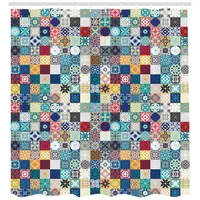 ABAKUHAUS Duschvorhang 175 x 200 cm teal blau orange