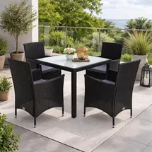 Estexo Polyrattan Set 4-tlg. Schwarz