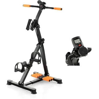 KOMFOTTEU Multifunktional Heimtrainer Fahrrad für Senioren, Pedaltrainer Arm- und Beintrainer mit Massage, verstellbare Höhe & Widertandstufen, Bewegungstrainer mit LCD Display für 1-2 Personen