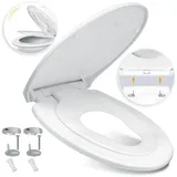 Kesser WC Sitz mit Absenkautomatik Toilettendeckel Quick-Release-Funktion und Softclose - einfache Montage Klodeckel aus Duroplast Toilettensitz mit Edelstahl Befestigung Kinder mit kindersitz