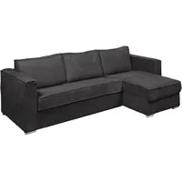 Vente-unique - Eckschlafsofa mit Matratze - Ecke wechselbar - Cord - Anthrazitgrau - Liegefläche 160 cm - Matratze 14 cm - loreto