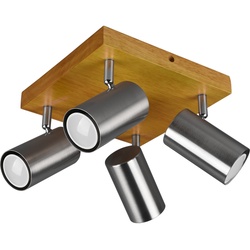 Smart Decken Strahler dimmbar Holz Lampe Spot Leuchte schwenkbar App Handy Steuerung im Set inkl. RGB LED Leuchtmittel