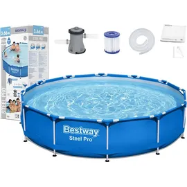 BESTWAY Steel Pro Frame Pool Set 366 x 76 cm inkl. Filterpumpe