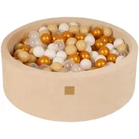 MeowBaby Bällebad 90x30cm, bälle: Gold/Beige/Weiß/Transparent - Beige,