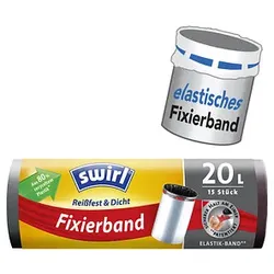 swirl® Müllbeutel Reißfest & Dicht 4695 20,0 l schwarz, 15 St.