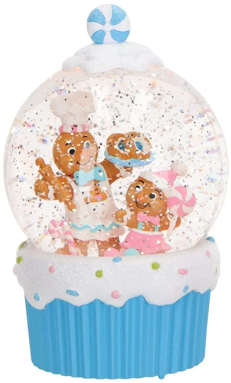 Gingerbread Snow Globe Water Spinning blau