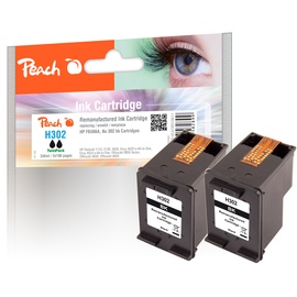 Peach kompatibel zu HP 302 schwarz (F6U66AE) 2er Pack