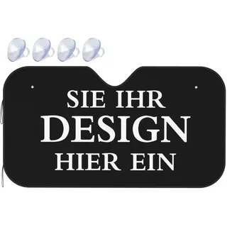 Windschutzscheibe Personalisiert Sonnenschutz für Auto hitzewunderschirm Auto mit Text/Foto personalisierte Logo blockiert UV-Strahlen und hält das Fahrzeug kühl Schwarz 140cm x 76cm