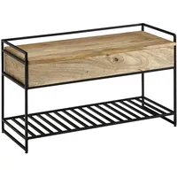 FineBuy Sitzbank FineBuy Flurbank mit Stauraum 90x52x38 cm Massivholz