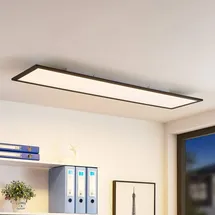 LINDBY LED Panel Nelios Dimmbar mit Leselampe Modern, in Schwarz aus Aluminium 1-flammig Wohnzimmerleuchte