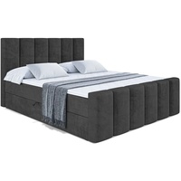 ALTDECOR Boxspringbett mit Kopfteil, Bettkasten und Fußteil, Polsterbett BOXI1-Z - Hart (H4) Matratze - 160x200 - Schwarz Samt