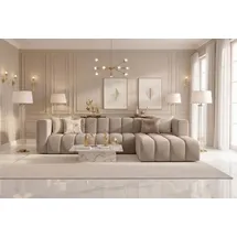 kaiser möbel Ecksofa L-Form GRAND 318 cm, stoff Salvador, Beige, Rechts - Beige