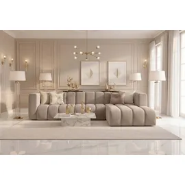 kaiser möbel Ecksofa L-Form GRAND 318 cm, stoff Salvador, Beige, Rechts - Beige
