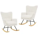 LuxusKollektion Schaukelsessel Schaukelstuhl Chenille Polstersessel Sitzkissen 69 x 94 cm Beige 2