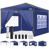 COBIZI Pavillon 3x3 Wasserdicht Stabil Winterfest Partyzelt, Faltpavillon 3x3 mit 4 Seitenteilen, 100% Wasserdicht und UV 55+ Tragbares High-End Tragbarkeit Gartenpavillon, Marineblau