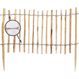Aquagart 30m Staketenzaun Rollboarder 60cm hoch Lattenabstand 4-6cm Gartenzaun aus Haselnuss Holzzaun