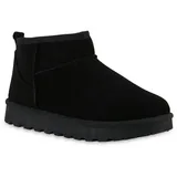 VAN HILL Damen Winter Boots Flach Profilsohle Bequem Schuhe 216509 Schwarz 36 - 36 EU