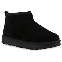 VAN HILL Damen Winter Boots Flach Profilsohle Bequem Schuhe 216509 Schwarz 36 - 36 EU