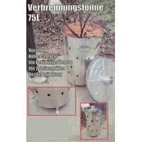 BURI Feuerschale Feuertonne 75ltr für Gartenabfälle Brennofen Verbrennungstonne Feuerst silberfarben