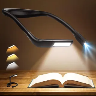 Buch Leselampe Hals LED Buchlampe: 3 Farben Leselampe Bett Stricklampe zum Umhängen, Vatertagsgeschenk für Papa Geschenk Handarbeitslampe Halslampe Leselicht Buch Nackenlampe für Lesen Stricken Häkeln