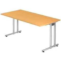 HAMMERBACHER Prokura Schreibtisch buche rechteckig, C-Fuß-Gestell silber 160,0 x 80,0 cm