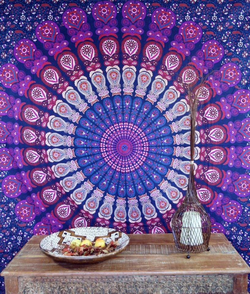 Tagesdecke Boho-Style Wandbehang, indische Tagesdecke.., Guru-Shop lila