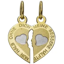 Herz-Anhänger FIRETTI "Schmuck Geschenk Gold 333 Anhänger für Kette Herz", gold (gelbgoldfarben, weißgoldfarben), Schmuckanhänger, Gelbgold 333, 1 g, Anhänger teilbar