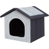 Hundehütte Hundehöhle Hundebett Hundehaus Katzenhöhle Tierbett XL - 60x55 cm hellgrau mit Navy blau