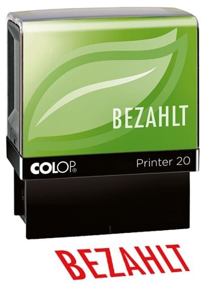 Green Line Selbstfärbender Textstempel Printer 20 »Bezahlt« grün, Colop, 7x3 cm