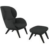 flexlux Ohrensessel »Adria Designsessel, Loungesessel, Stil & Komfort, organische Form, Fuß Holz schwarz