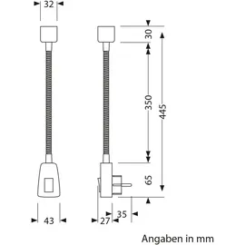 ledscom.de Steckdosenlampe LESCH Leselampe Schwanenhals, chrom/weiß, inkl. GU10 LED (warmweiß, 7,6W, 1103lm, 33°)