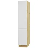 Feldmann-Wohnen Apothekerschrank Avellino (2D14K/40, Vorratsschrank mit Tür und Korbauszug, 1-St., moderne Optik, Acrylfronten, Griffmulden) 40x59x207cm grifflos Eiche Artisan - weiß Acryl matt (AV-2D14K/40) weiß