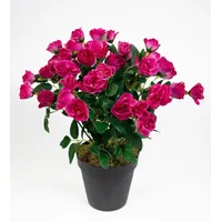 Seidenblumen Roß Rosenbusch 30cm Fuchsia im Topf ZF Kunstpflanzen