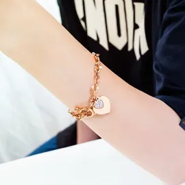 COLLEZIONE ALESSANDRO Strassherz Armband rosa Metall onesize