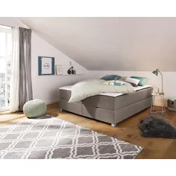 Boxbett INOSIGN "Alexis", braun (hellbraun), B:180cm L:220cm, Struktur fein (100% Polyester), Komplettbetten, ohne Kopfteil - ideal für Räume mit Dachschrägen; in 4 Breiten