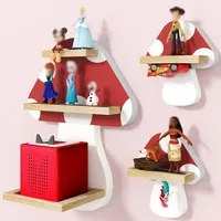 Eostbe Pilz-Tonie-Regal für Tonie- und Tonie-Box, Set mit 3 magnetischen Tonie-Holzregalen für Tonie-Aufbewahrung, niedliches Tonie-Wandregal für 12–20 Tonie-Figuren, Tonie-Box-Regal zur Wandmontage