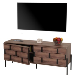 TV-Rack HWC-M44, Fernsehtisch Lowboard TV-Schrank Kommode, Staufächer, 3D-Flecht-Design Push-to-open