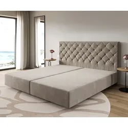 DELIFE Boxspringgestell Dream-Great Mikrofaser Beige 200x200 cm, Boxspringbetten