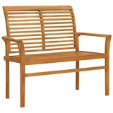 vidaXL Gartenbank mit Blauer Auflage Massivholz Teak 112 cm