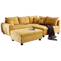 Mid.you Ecksofa, Gelb, Textil, Ottomane rechts, L-Form, 248x176 cm, seitenverkehrt erhältlich, Rücken echt, Wohnzimmer, Sofas & Couches, Wohnlandschaften, Ecksofas