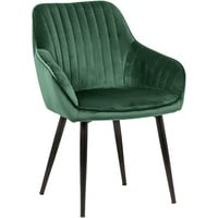 LebensWohnArt Stuhl »Eleganter Stuhl MILAN Samt grün Ziersteppung Armlehnen«