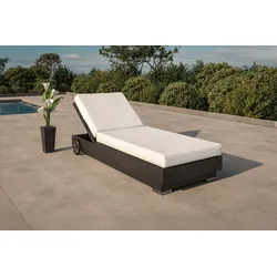 OUTFLEXX Sonnenliege, creme/weiß, schwarz, Polyrattan, 200x80x37,5cm, inkl. Polster, Rückenlehne 4-stufig verstellbar