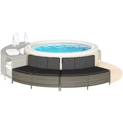 Whirlpool-Bänke mit Auflagen 2 Stk. Grau Poly Rattan