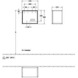 Villeroy & Boch V&B Regalmodul Wandbeleuchtung Finion 41,8x35,6x27cm, Reg gol m, Walnut veneer