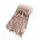 Egurs 5 Yard x 20cm Glitzer Fransenborte Pailletten Quaste Fransen Zierband Fransenband Lange Fringe Trim Band Borte Fransenbordüre Quastenbesatz Dekoband Zierband Tanzfransen Nähzubehör Champagner