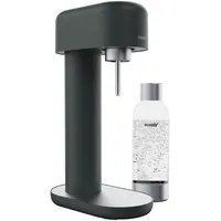 Mysoda: Stilvoller Ruby 2 Wassersprudler aus robustem Aluminium (ohne CO2-Zylinder) mit hochwertiger 1-Liter-Wasserflasche in Premiumdesign - Schwarz-Silber